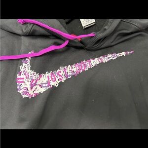 Nike Black Hoodie with Purple and Pink Swoosh